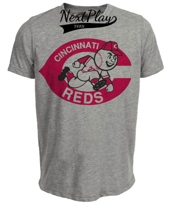 Cincinnati Red Retro Baseball 1960 Artwork Heather Gray Sublimated T-Shirt