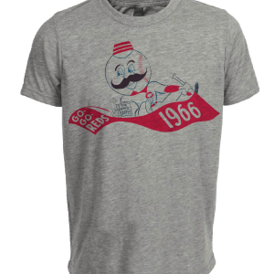 Cincinnati Red Retro Mr. Red Mascot Baseball 1966 Artwork Heather Gray Sublimated T-Shirt
