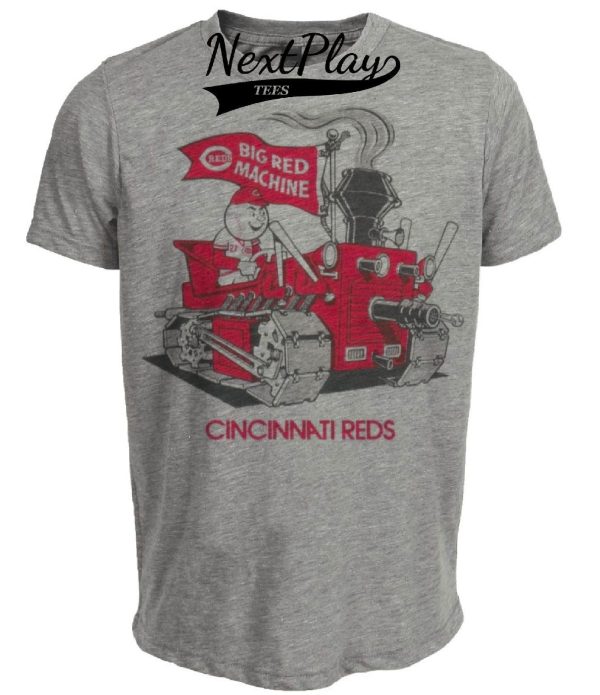 Cincinnati Reds Retro Big Red Machine Baseball 1975 Artwork Heather Gray Sublimated T-Shirt