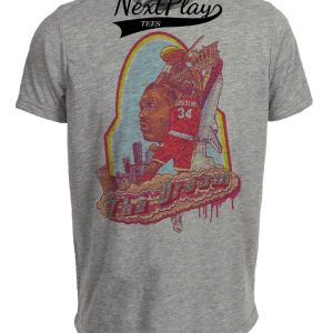 Houston Rockets Retro Hakeem The Dream Olajuwon Basketball 1985 Artwork Heather Gray Sublimated T-Shirt