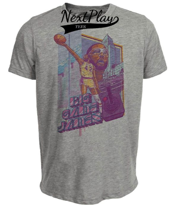 Los Angeles Lakers Retro Big Game James Worthy Basketball 1984 Artwork Heather Gray Sublimated T-Shirt
