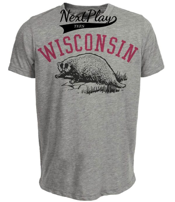 Wisconsin Badgers Retro 1930 Artwork Heather Gray Sublimated T-Shirt