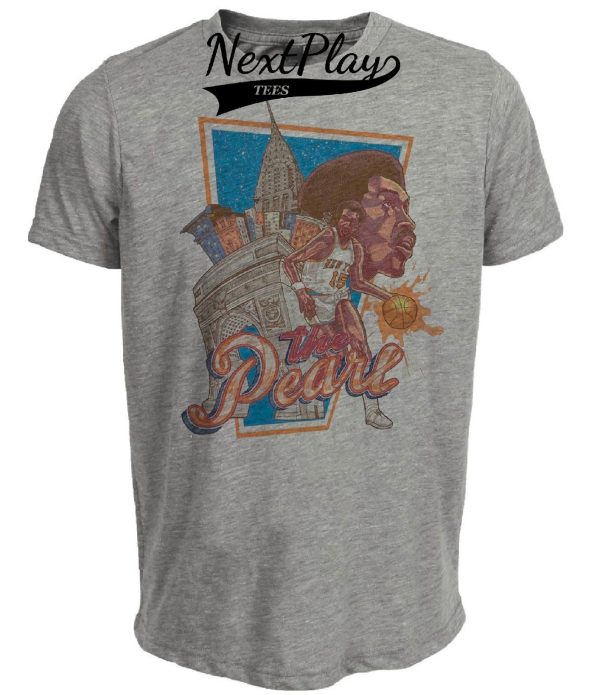 New York Knicks Retro Earl The Pearl Monroe Basketball 1972 Artwork Heather Gray Sublimated T-Shirt