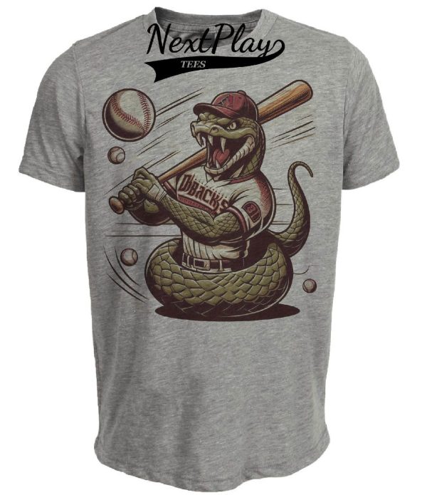 Arizona Diamondbacks Vintage Mascot Baseball Artwork Heather Gray Sublimated T-Shirt