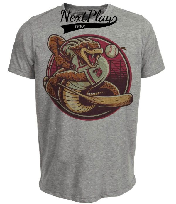 Arizona Diamondbacks Vintage Mascot Mania Baseball Artwork Heather Gray Sublimated T-Shirt