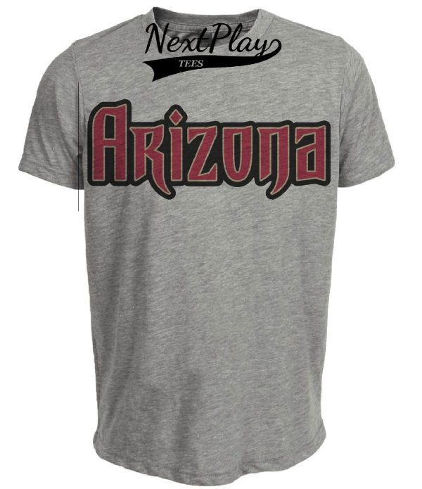 Arizona Diamondbacks Retro Jersey Lettering Baseball Artwork Heather Gray Sublimated T-Shirt