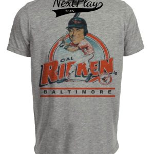 Baltimore Orioles Retro Cal Ripken Jr. Baseball 1983 Artwork Heather Gray Sublimated T-Shirt