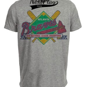 Atlanta Braves Retro Baseball League Champs 1991 Artwork Heather Gray Sublimated T-Shirt