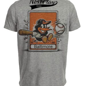 Baltimore Orioles Retro Baseball Card 1983 Artwork Heather Gray Sublimated T-Shirt
