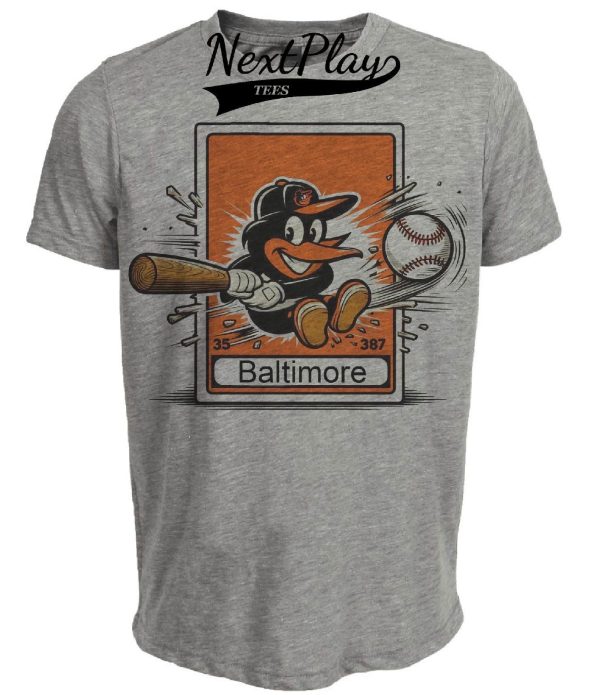 Baltimore Orioles Retro Baseball Card 1983 Artwork Heather Gray Sublimated T-Shirt