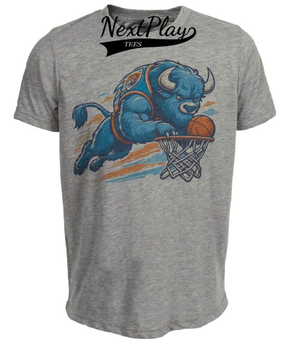Oklahoma City Thunder Vintage Basketball Mascot Rumble Artwork Heather Gray Sublimated T-Shirt