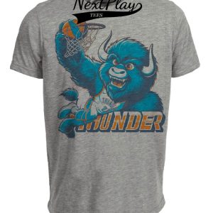 Oklahoma City Thunder Vintage Basketball OKC Mascot Artwork Heather Gray Sublimated T-Shirt