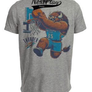 Oklahoma City Thunder Vintage Basketball Mascot Artwork Heather Gray Sublimated T-Shirt