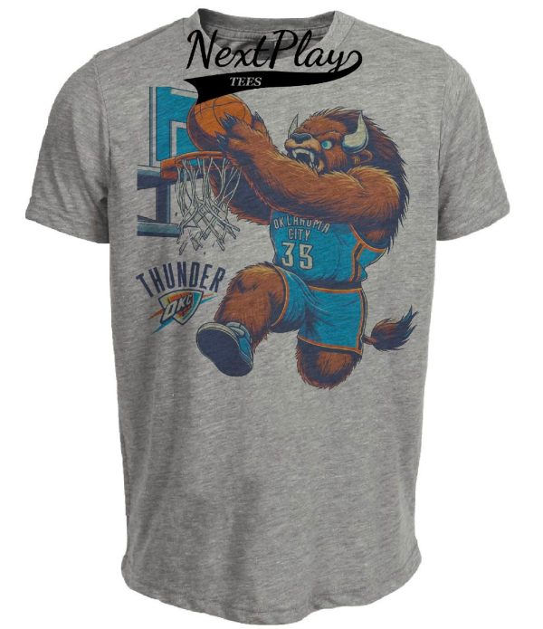 Oklahoma City Thunder Vintage Basketball Mascot Artwork Heather Gray Sublimated T-Shirt