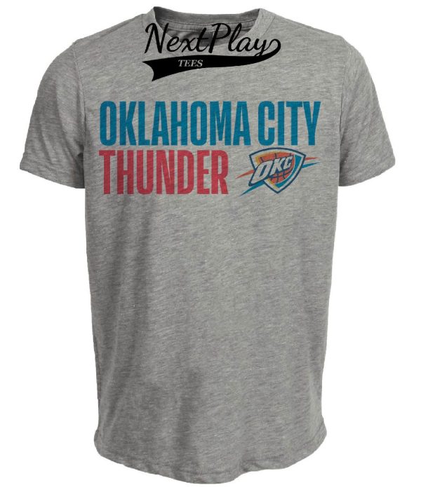 Oklahoma City Thunder Retro Basketball Artwork Heather Gray Sublimated T-Shirt