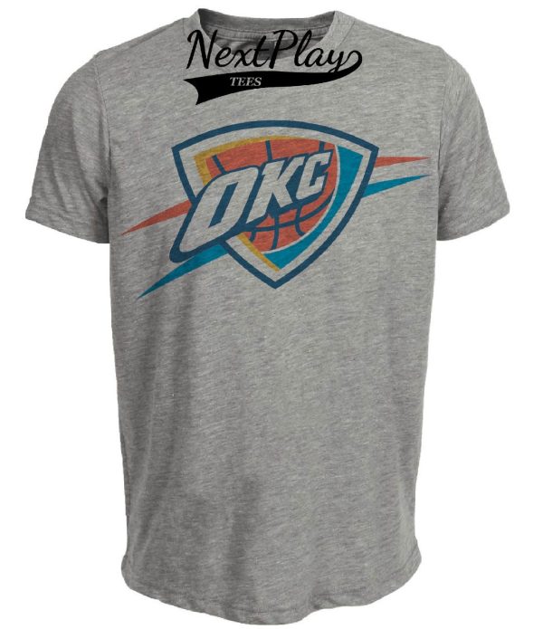 Oklahoma City Thunder Vintage Basketball Artwork Heather Gray Sublimated T-Shirt