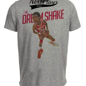 Houston Rockets Retro Hakeem The Dream Shake Olajuwon Basketball 1985 Artwork Heather Gray Sublimated T-Shirt