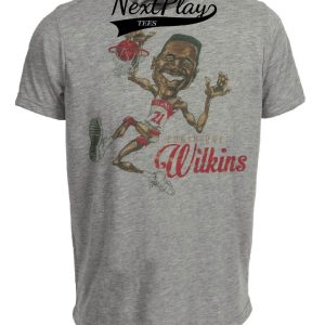 Atlanta Hawks Retro Dominique Wilkins Basketball 1986 Artwork Heather Gray Sublimated T-Shirt