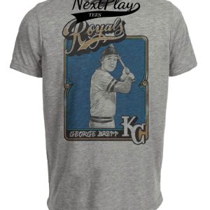 Kansas City Royals Retro George Brett Baseball 1984 Artwork Heather Gray Sublimated T-Shirt