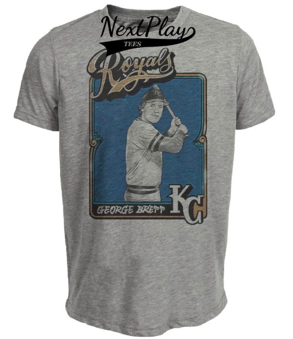 Kansas City Royals Retro George Brett Baseball 1984 Artwork Heather Gray Sublimated T-Shirt