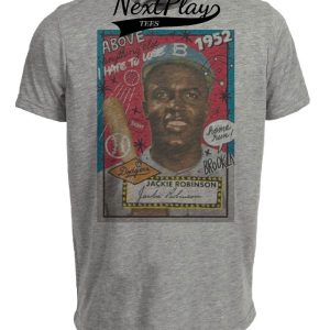 Brooklyn Dodgers Retro Jackie Robinson Baseball 1952 Artwork Heather Gray Sublimated T-Shirt
