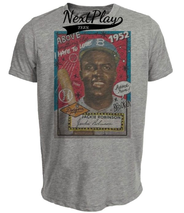 Brooklyn Dodgers Retro Jackie Robinson Baseball 1952 Artwork Heather Gray Sublimated T-Shirt