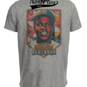 Brooklyn Dodgers Retro Jackie Robinson Baseball 1953 Artwork Heather Gray Sublimated T-Shirt