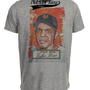 New York Giants Vintage Willie Mays Baseball 1952 Artwork Heather Gray Sublimated T-Shirt