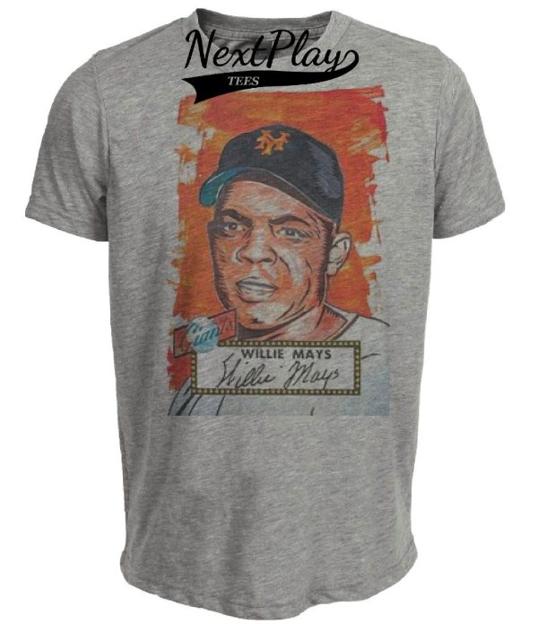 New York Giants Vintage Willie Mays Baseball 1952 Artwork Heather Gray Sublimated T-Shirt