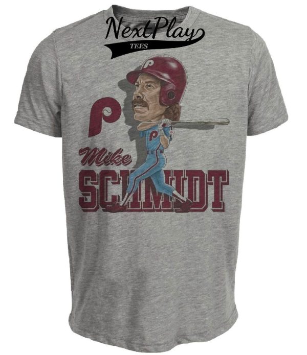 Philadelphia Phillies Retro Mike Schmidt Baseball 1984 Artwork Heather Gray Sublimated T-Shirt