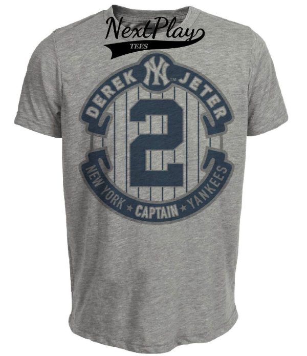 New York Yankees Retro Derek Jeter Baseball Retirement Artwork Heather Gray Sublimated T-Shirt