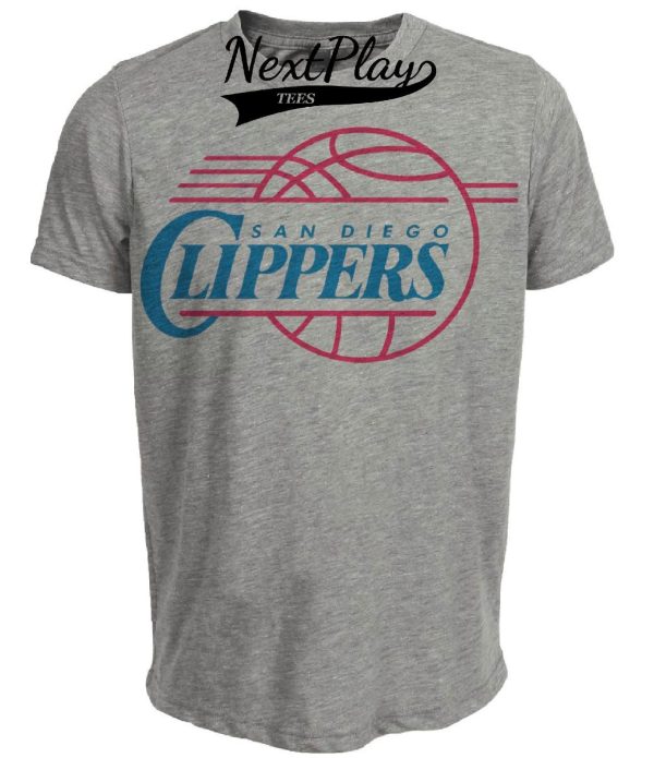 San Diego Clippers Retro Basketball 1982 Artwork Heather Gray Sublimated T-Shirt