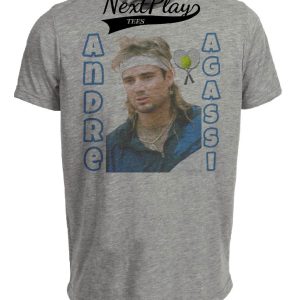 Tennis Retro Andre Agassi 1990 Artwork Heather Gray Sublimated T-Shirt
