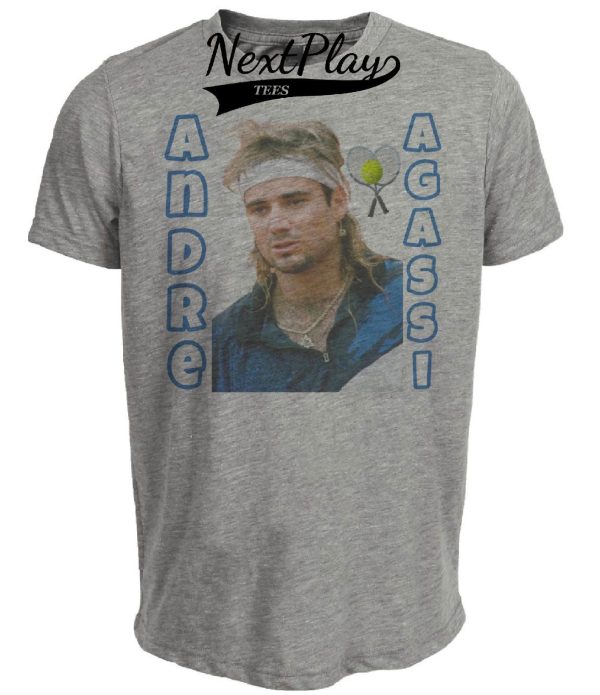 Tennis Retro Andre Agassi 1990 Artwork Heather Gray Sublimated T-Shirt