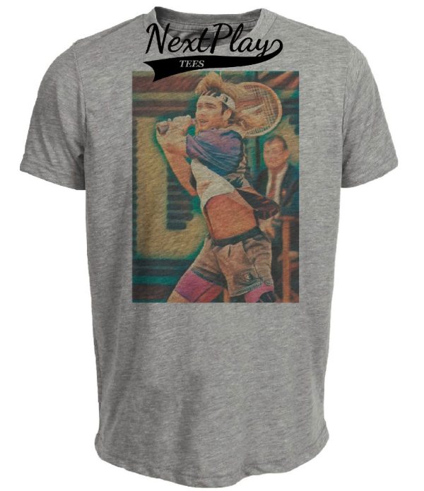 Tennis Retro Andre Agassi 1991 Artwork Heather Gray Sublimated T-Shirt