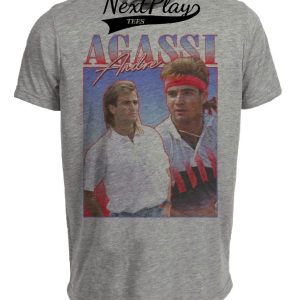 Tennis Retro Andre Agassi 1986 Artwork Heather Gray Sublimated T-Shirt
