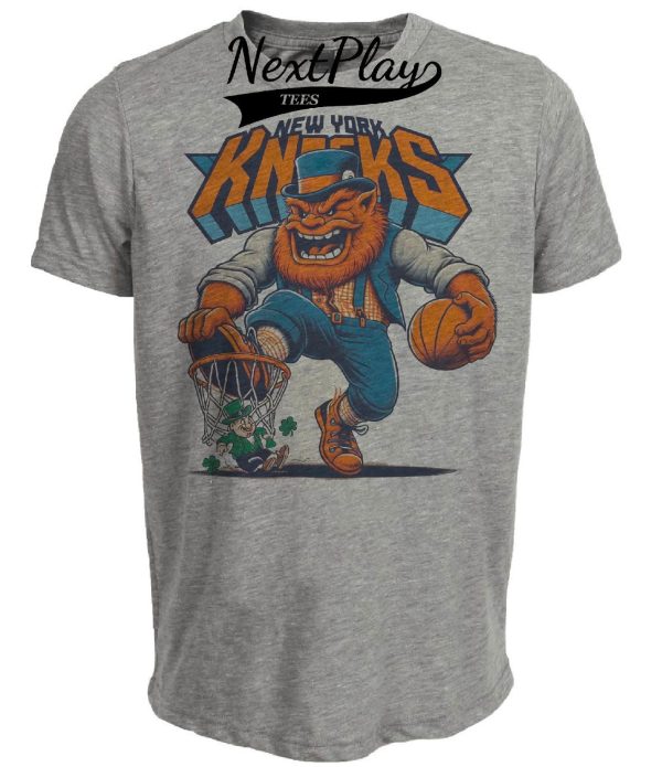 New York Knicks vs. Boston Celtics Retro Rivalry Basketball 1983 Artwork Heather Gray Sublimated T-Shirt