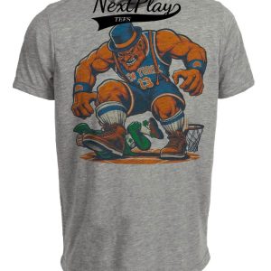 New York Knicks vs. Boston Celtics Retro Rivalry Basketball 1984 Artwork Heather Gray Sublimated T-Shirt