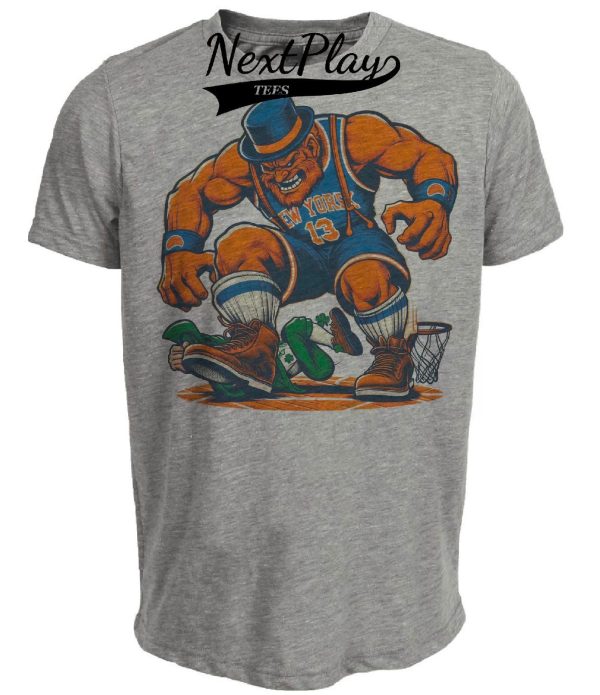 New York Knicks vs. Boston Celtics Retro Rivalry Basketball 1984 Artwork Heather Gray Sublimated T-Shirt