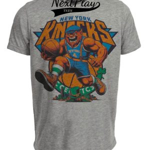 New York Knicks vs. Boston Celtics Retro Rivalry Basketball 1982 Artwork Heather Gray Sublimated T-Shirt