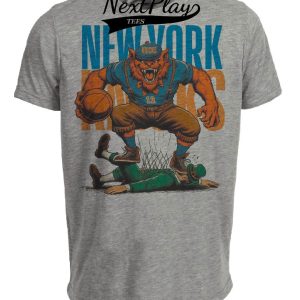 New York Knicks vs. Boston Celtics Retro Rivalry Basketball 1986 Artwork Heather Gray Sublimated T-Shirt