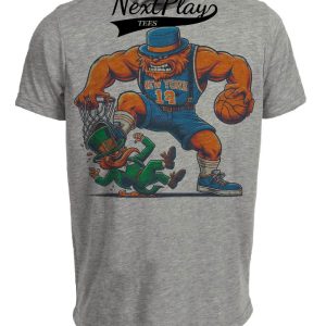 New York Knicks vs. Boston Celtics Retro Rivalry Basketball 1979 Artwork Heather Gray Sublimated T-Shirt