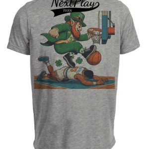 Boston Celtics vs. New York Knicks Retro Rivalry Basketball 1982 Artwork Heather Gray Sublimated T-Shirt