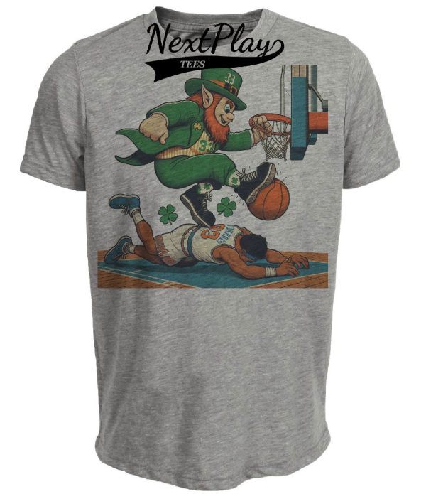 Boston Celtics vs. New York Knicks Retro Rivalry Basketball 1982 Artwork Heather Gray Sublimated T-Shirt