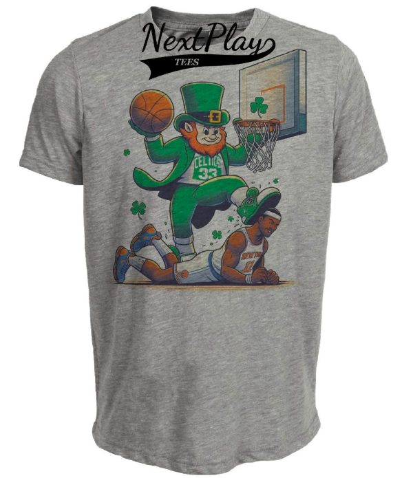 Boston Celtics vs. New York Knicks Retro Rivalry Basketball 1984 Artwork Heather Gray Sublimated T-Shirt