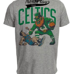 Boston Celtics vs. New York Knicks Retro Rivalry Basketball 1980 Artwork Heather Gray Sublimated T-Shirt