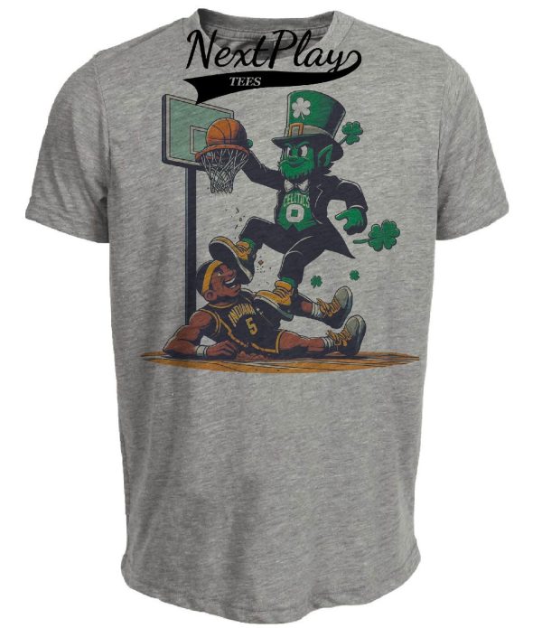 Boston Celtics vs. Indiana Pacers Retro Rivalry Basketball 1984 Artwork Heather Gray Sublimated T-Shirt