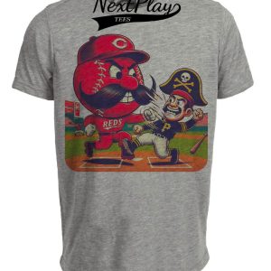 Cincinnati Reds vs. Pittsburgh Pirates Retro Rivalry Baseball 1986 Artwork Heather Gray Sublimated T-Shirt