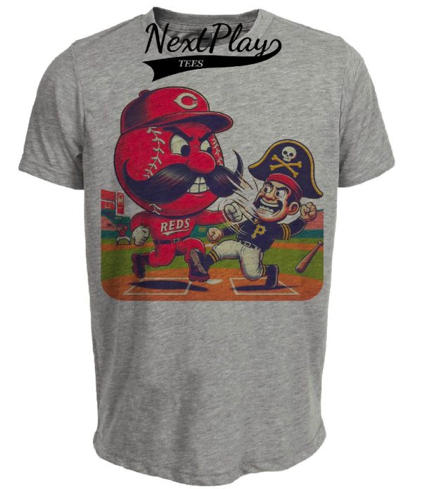 Cincinnati Reds vs. Pittsburgh Pirates Retro Rivalry Baseball 1986 Artwork Heather Gray Sublimated T-Shirt
