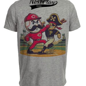 Cincinnati Reds vs. Pittsburgh Pirates Retro Rivalry Baseball 1984 Artwork Heather Gray Sublimated T-Shirt